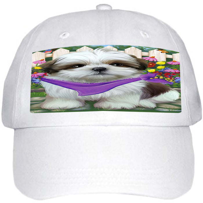 Spring Floral Shih Tzu Dog Ball Hat Cap HAT59784