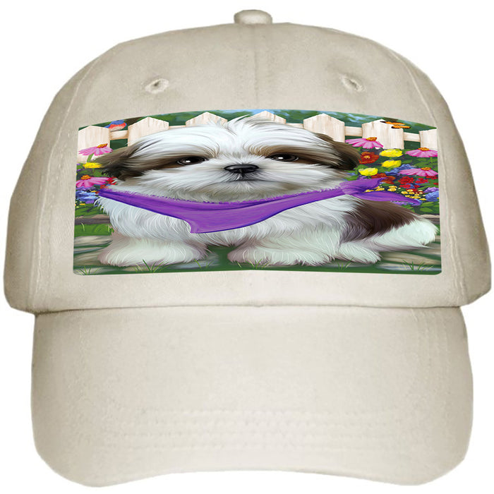 Spring Floral Shih Tzu Dog Ball Hat Cap HAT59784