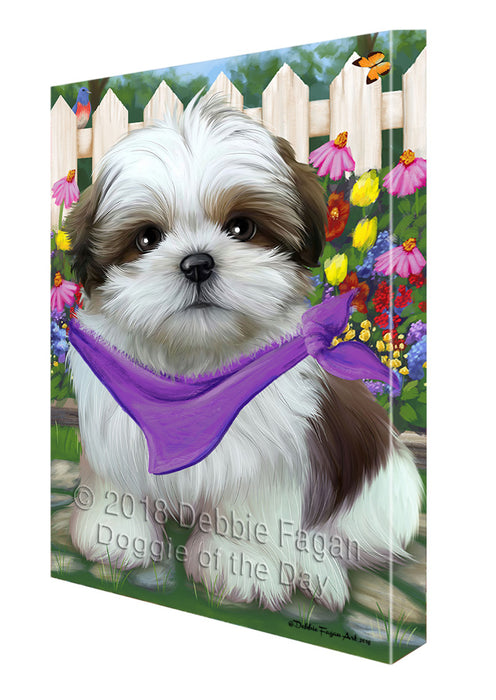 Spring Floral Shih Tzu Dog Canvas Wall Art CVS67246