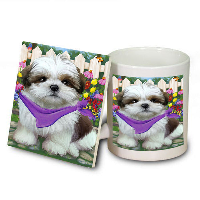 Spring Floral Shih Tzu Dog Mug and Coaster Set MUC52254