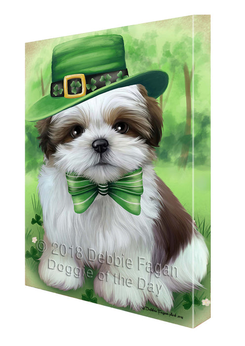 St. Patricks Day Irish Portrait Shih Tzu Dog Canvas Wall Art CVS59529