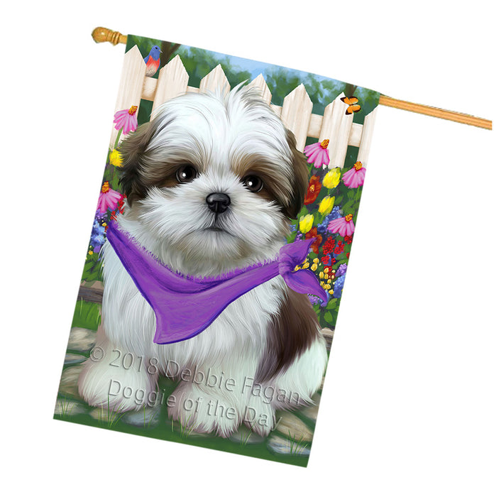 Spring Floral Shih Tzu Dog House Flag FLG50131