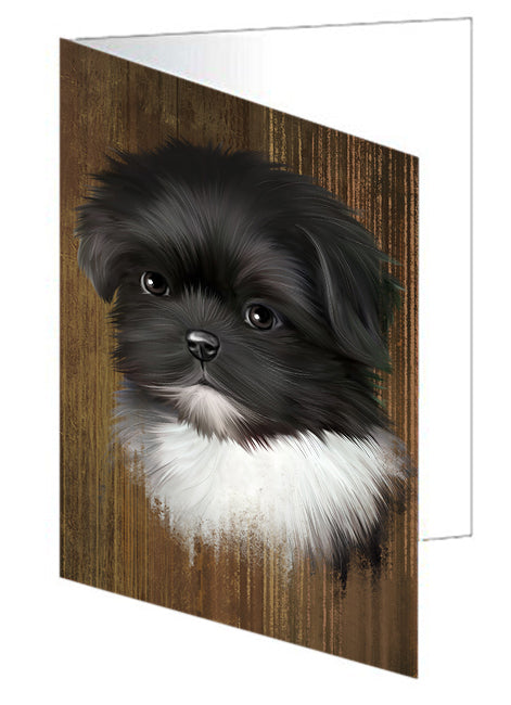 Rustic Shih Tzu Dog Handmade Artwork Assorted Pets Greeting Cards and Note Cards with Envelopes for All Occasions and Holiday Seasons GCD52772