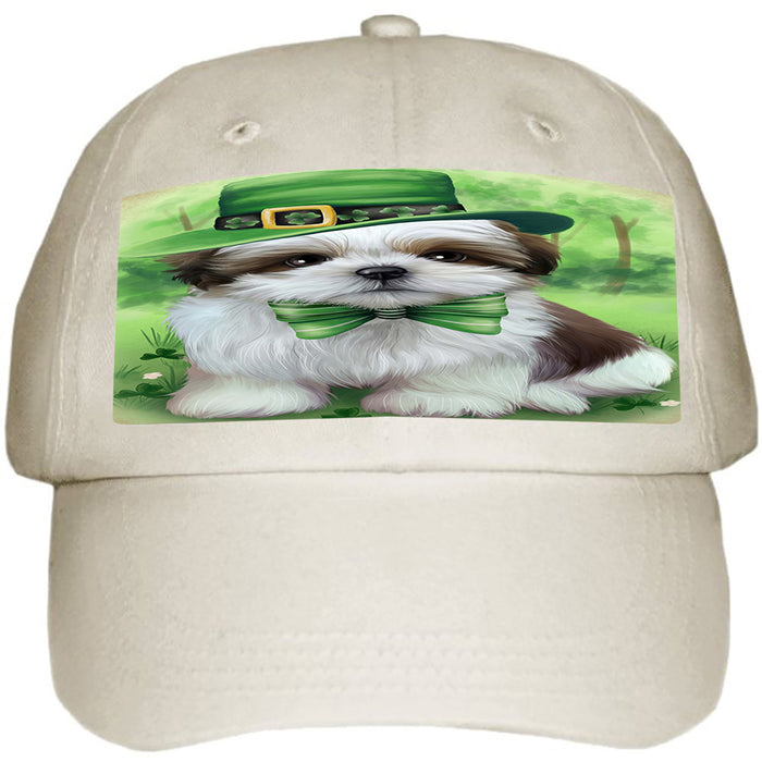 St. Patricks Day Irish Portrait Shih Tzu Dog Ball Hat Cap HAT51945