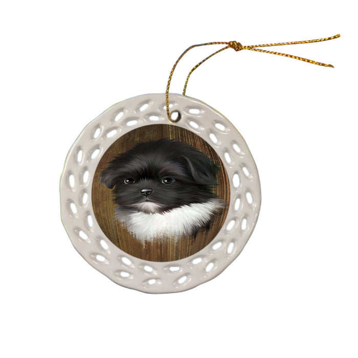 Rustic Shih Tzu Dog Ceramic Doily Ornament DPOR49581