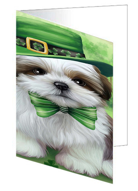 St. Patricks Day Irish Portrait Shih Tzu Dog Handmade Artwork Assorted Pets Greeting Cards and Note Cards with Envelopes for All Occasions and Holiday Seasons GCD52241