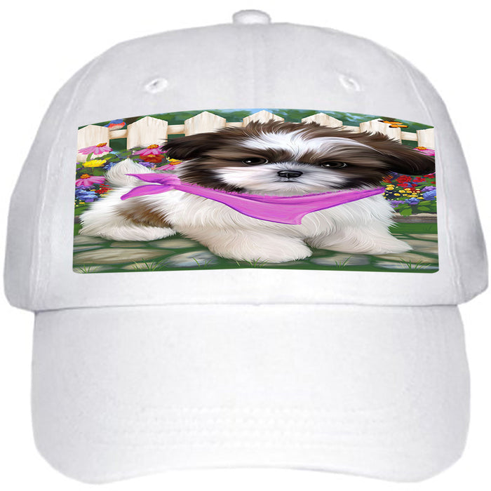 Spring Floral Shih Tzu Dog Ball Hat Cap HAT59787
