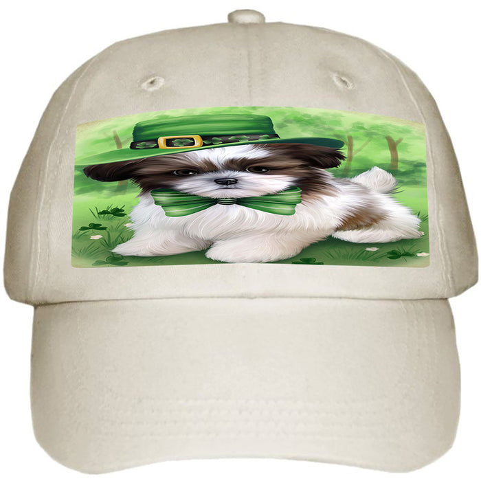 St. Patricks Day Irish Portrait Shih Tzu Dog Ball Hat Cap HAT51948