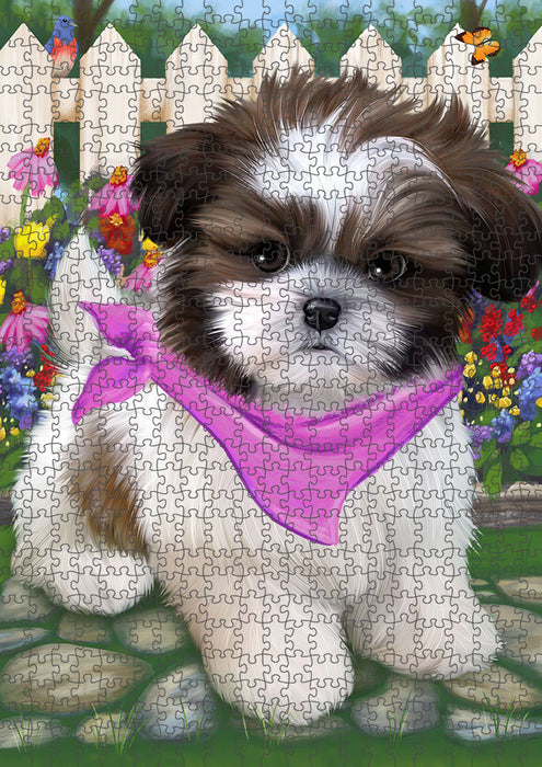 Spring Floral Shih Tzu Dog Puzzle with Photo Tin PUZL54207