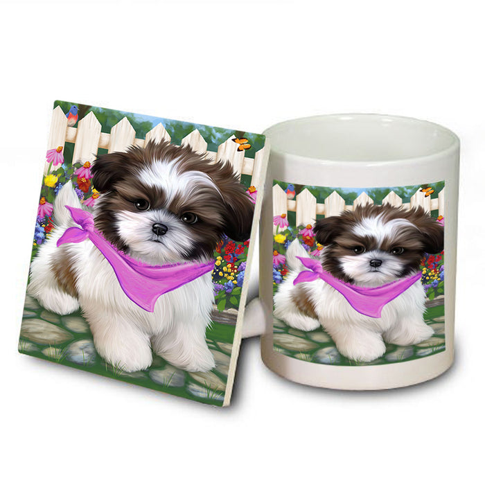 Spring Floral Shih Tzu Dog Mug and Coaster Set MUC52255
