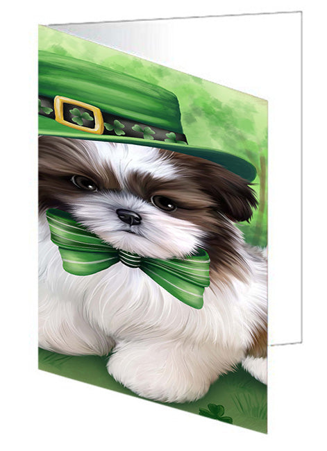 St. Patricks Day Irish Portrait Shih Tzu Dog Handmade Artwork Assorted Pets Greeting Cards and Note Cards with Envelopes for All Occasions and Holiday Seasons GCD52244