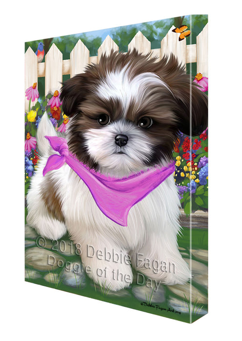 Spring Floral Shih Tzu Dog Canvas Wall Art CVS67255