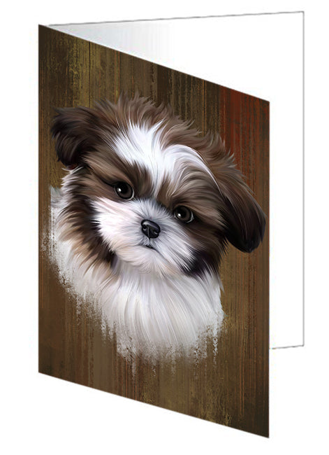 Rustic Shih Tzu Dog Handmade Artwork Assorted Pets Greeting Cards and Note Cards with Envelopes for All Occasions and Holiday Seasons GCD52775