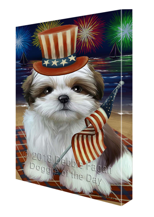 4th of July Independence Day Firework Shih Tzu Dog Canvas Wall Art CVS56757