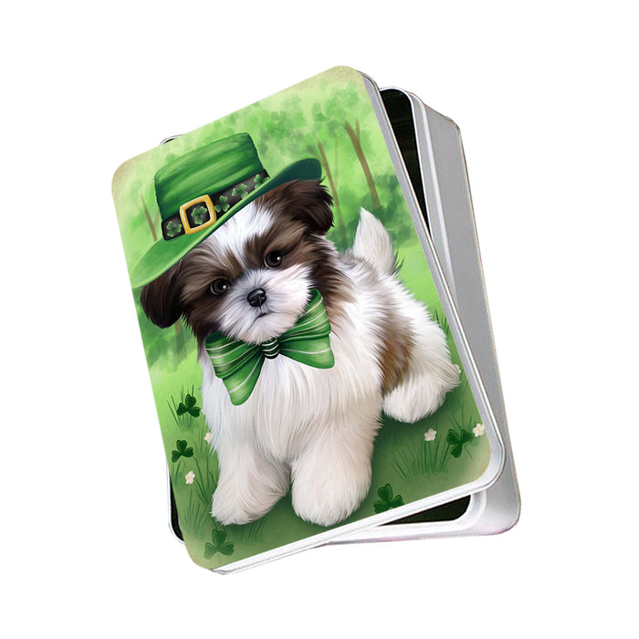 St. Patricks Day Irish Portrait Shih Tzu Dog Photo Storage Tin PITN49405