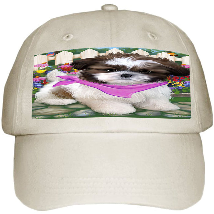 Spring Floral Shih Tzu Dog Ball Hat Cap HAT59787