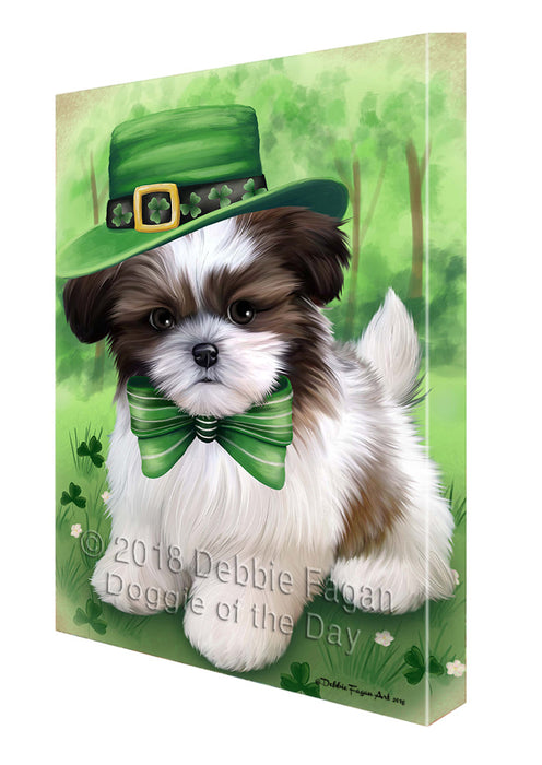 St. Patricks Day Irish Portrait Shih Tzu Dog Canvas Wall Art CVS59538