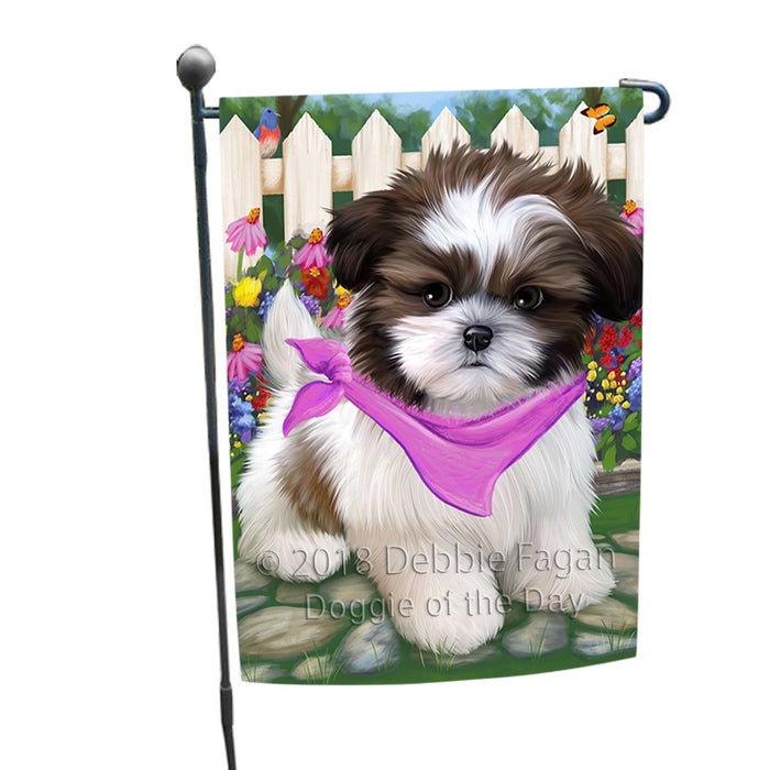 Spring Floral Shih Tzu Dog Garden Flag GFLG49996