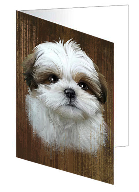 Rustic Shih Tzu Dog Handmade Artwork Assorted Pets Greeting Cards and Note Cards with Envelopes for All Occasions and Holiday Seasons GCD52778