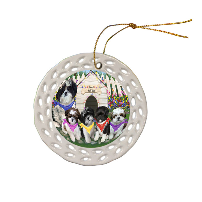 Spring Dog House Shih Tzus Dog Ceramic Doily Ornament DPOR50132