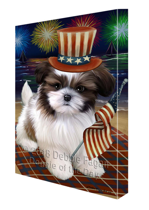 4th of July Independence Day Firework Shih Tzu Dog Canvas Wall Art CVS56766