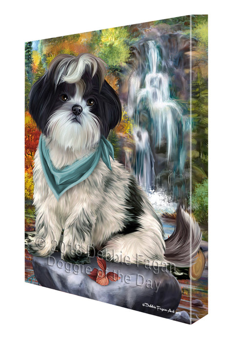 Scenic Waterfall Shih Tzu Dog Canvas Wall Art CVS61266