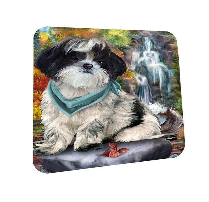 Scenic Waterfall Shih Tzu Dog Coasters Set of 4 CST49476