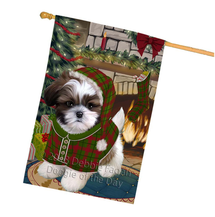 The Stocking was Hung Shih Tzu Dog House Flag FLG56047