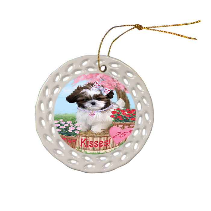 Rosie 25 Cent Kisses Shih Tzu Dog Ceramic Doily Ornament DPOR56390