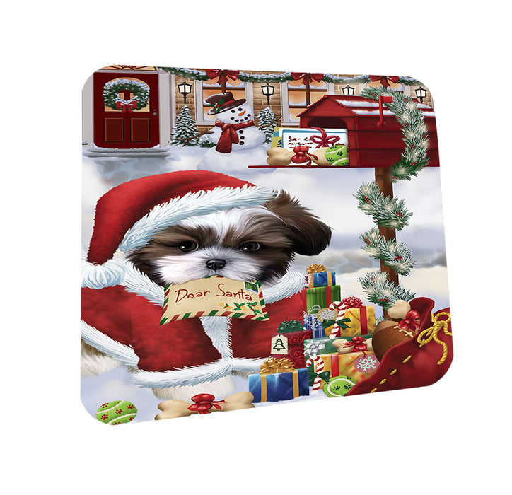 Shih Tzu Dog Dear Santa Letter Christmas Holiday Mailbox Coasters Set of 4 CST53888