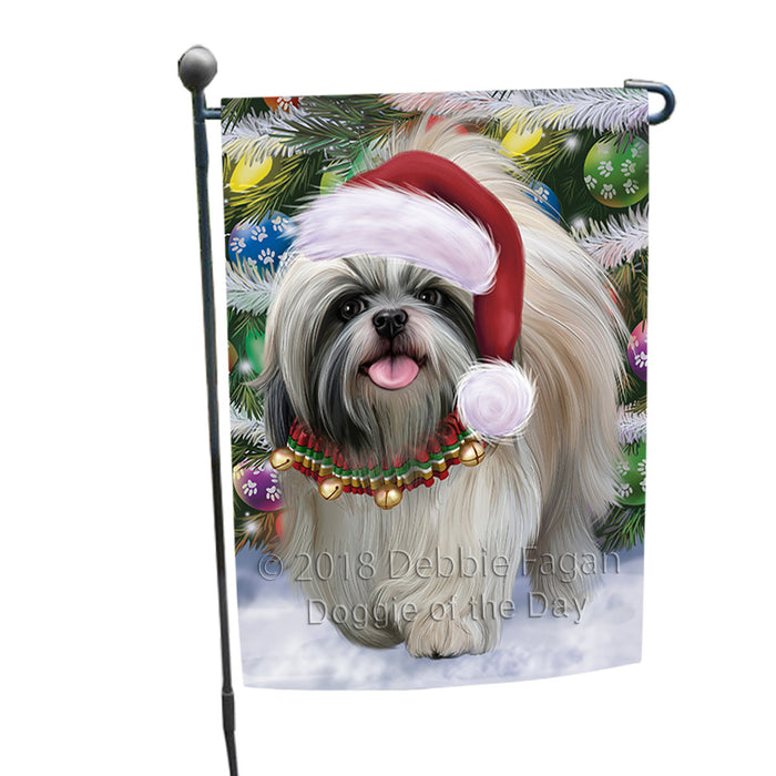 Trotting in the Snow Shih Tzu Dog Garden Flag GFLG57297