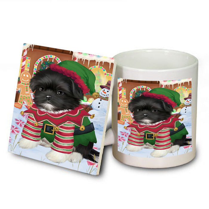Christmas Gingerbread House Candyfest Shih Tzu Dog Mug and Coaster Set MUC56544