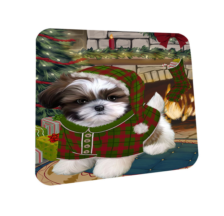 The Stocking was Hung Shih Tzu Dog Coasters Set of 4 CST55576