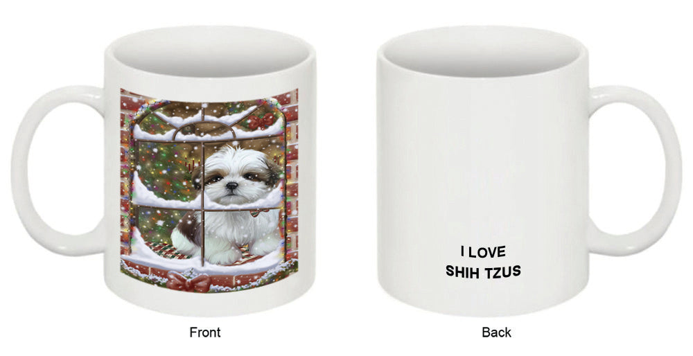 Please Come Home For Christmas Shih Tzu Dog Sitting In Window Coffee Mug MUG49346