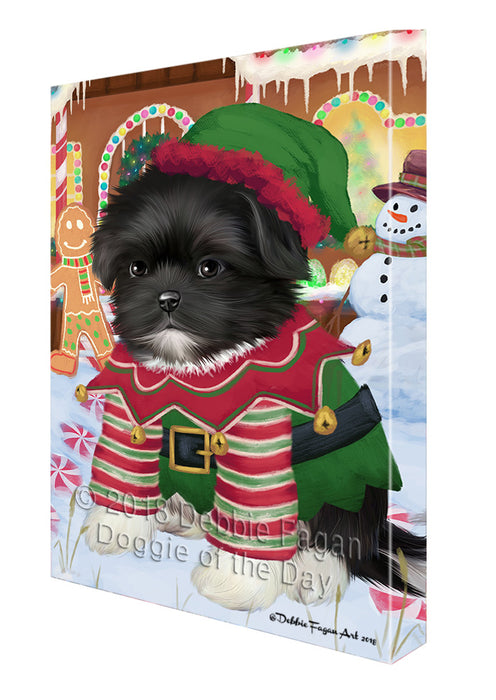 Christmas Gingerbread House Candyfest Shih Tzu Dog Canvas Print Wall Art Décor CVS131192