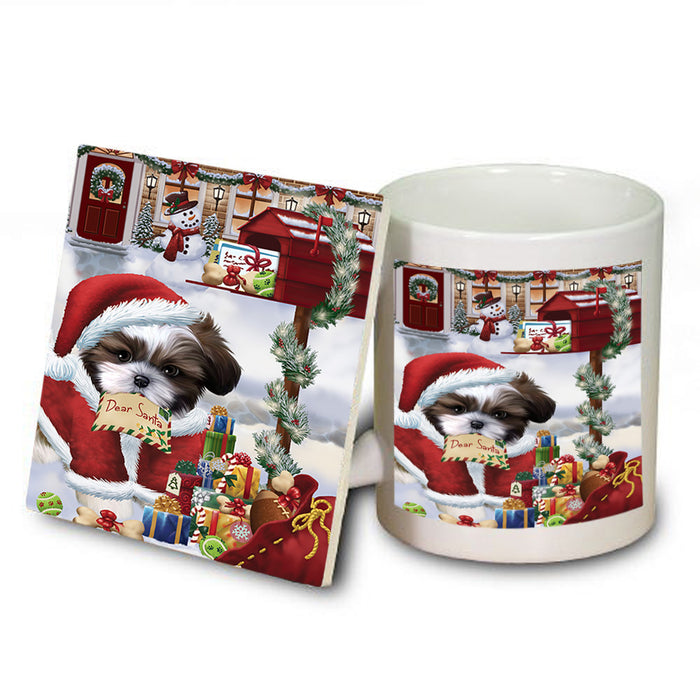 Shih Tzu Dog Dear Santa Letter Christmas Holiday Mailbox Mug and Coaster Set MUC53922