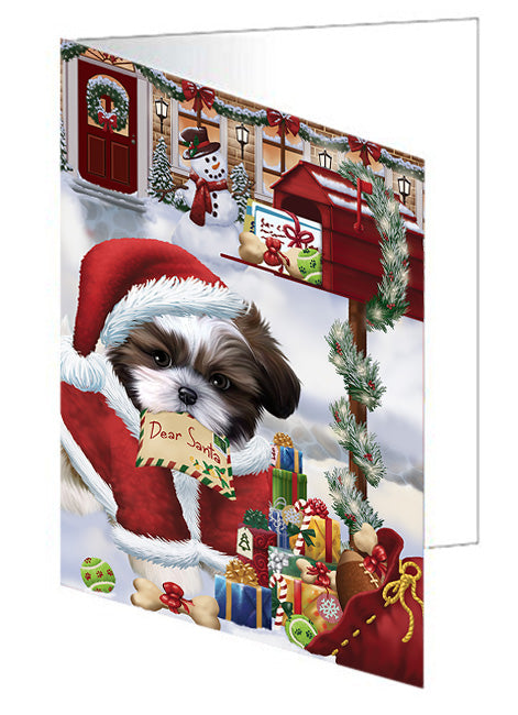 Shih Tzu Dog Dear Santa Letter Christmas Holiday Mailbox Handmade Artwork Assorted Pets Greeting Cards and Note Cards with Envelopes for All Occasions and Holiday Seasons GCD65819