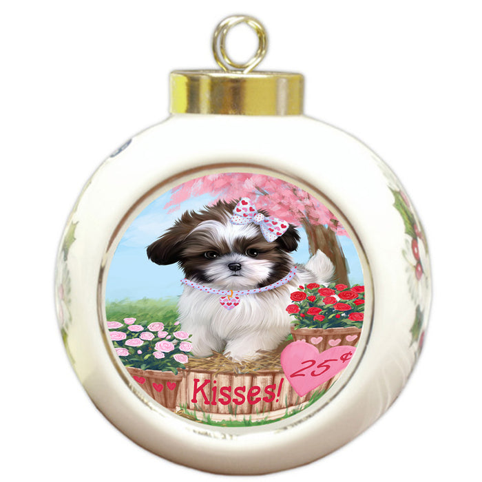 Rosie 25 Cent Kisses Shih Tzu Dog Round Ball Christmas Ornament RBPOR56390