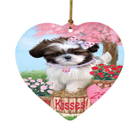 Rosie 25 Cent Kisses Shih Tzu Dog Heart Christmas Ornament HPOR56390