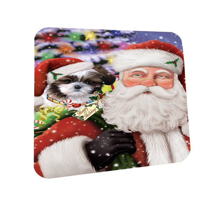 Santa Carrying Shih Tzu Dog and Christmas Presents Coasters Set of 4 CST53978