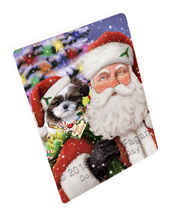 Santa Carrying Shih Tzu Dog and Christmas Presents Large Refrigerator / Dishwasher Magnet RMAG85002