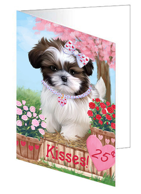 Rosie 25 Cent Kisses Shih Tzu Dog Handmade Artwork Assorted Pets Greeting Cards and Note Cards with Envelopes for All Occasions and Holiday Seasons GCD72617