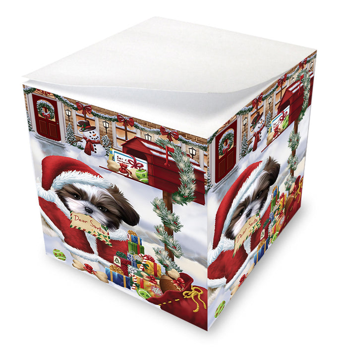 Shih Tzu Dog Dear Santa Letter Christmas Holiday Mailbox Note Cube NOC55576