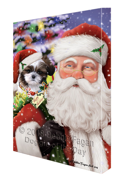 Santa Carrying Shih Tzu Dog and Christmas Presents Canvas Print Wall Art Décor CVS104030