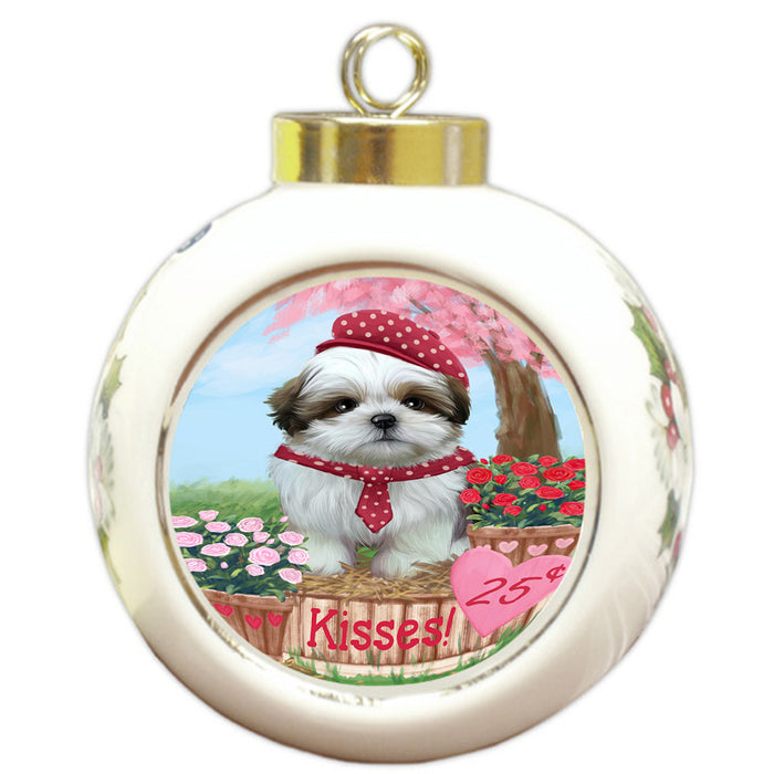 Rosie 25 Cent Kisses Shih Tzu Dog Round Ball Christmas Ornament RBPOR56391