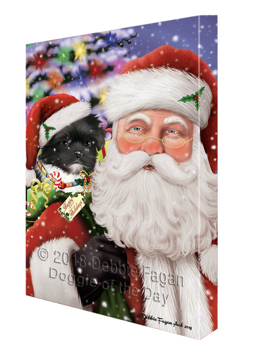 Santa Carrying Shih Tzu Dog and Christmas Presents Canvas Print Wall Art Décor CVS104039