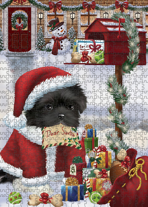 Shih Tzu Dog Dear Santa Letter Christmas Holiday Mailbox Puzzle with Photo Tin PUZL82880
