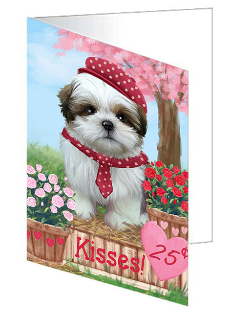 Rosie 25 Cent Kisses Shih Tzu Dog Handmade Artwork Assorted Pets Greeting Cards and Note Cards with Envelopes for All Occasions and Holiday Seasons GCD72620