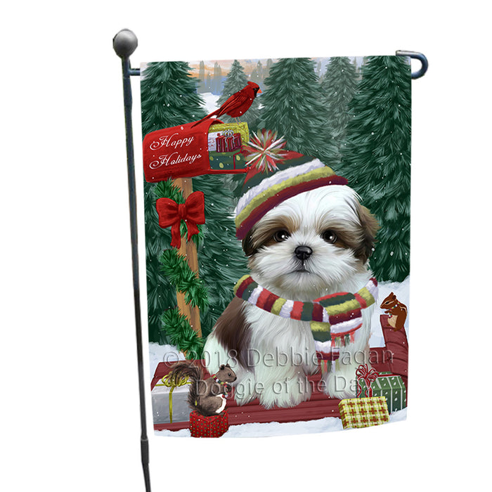 Merry Christmas Woodland Sled Shih Tzu Dog Garden Flag GFLG55332