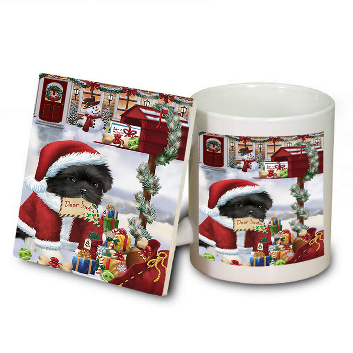 Shih Tzu Dog Dear Santa Letter Christmas Holiday Mailbox Mug and Coaster Set MUC53923
